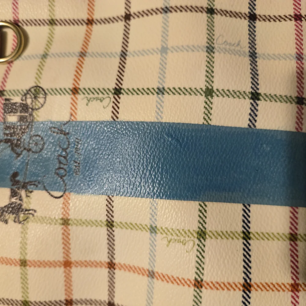 Coach Tatersall Diaper Bag - Blue and Tan